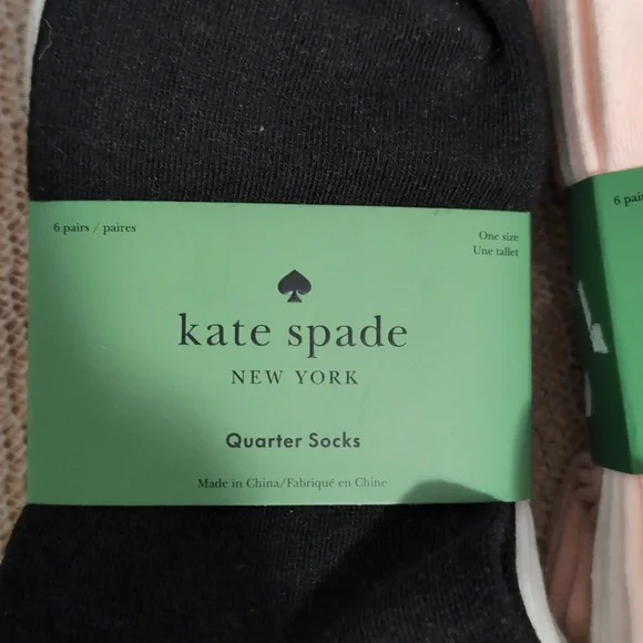 Kate Spade Quarter Socks - Black Or Pink Pick One 6 Pack New - Picture 2 of 3